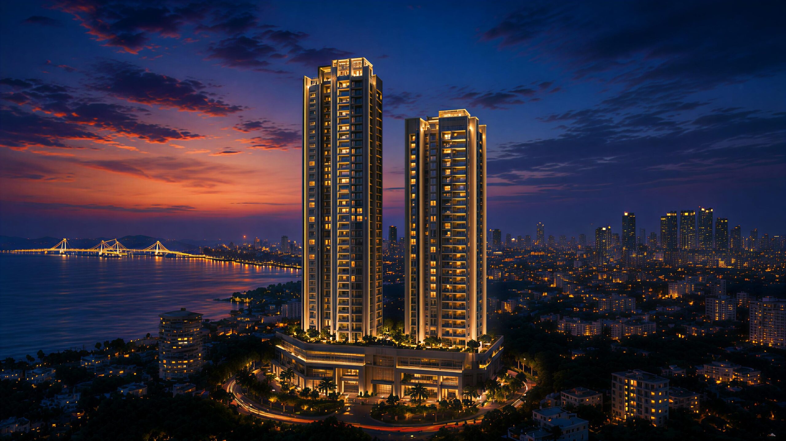 Luxury Residential Towers at Night